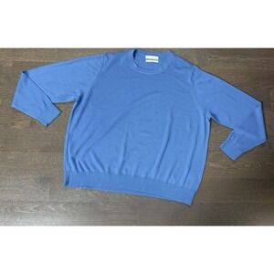 NEW M&S Mark & Spenser Pullover Sweater Extra Fine Merino Blue Crewneck US 20